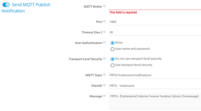 Send MQTT Publish Notification